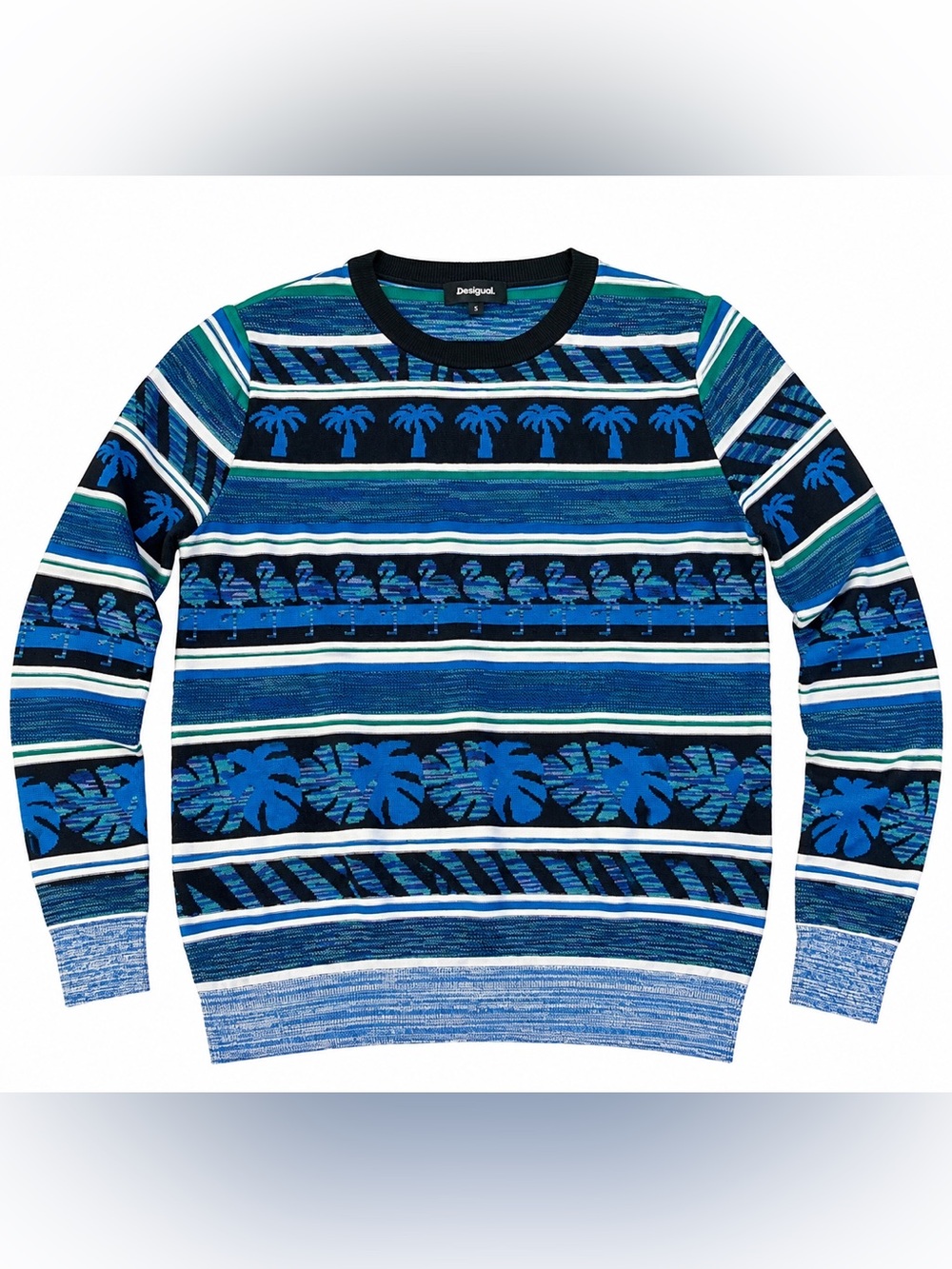 Desigual Blue and Green Patterned Sweater